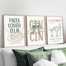 3 件 Cin Cin Cheers 印刷品、极简主义厨房墙面艺术、鼠尾草绿和米色酒吧推车艺术、Cheers 复古海报、意大利面之夜印刷品、鸡尾酒爱好者礼物、客厅、卧室、厨房、餐厅、咖啡厅、酒吧、家居和房间装饰的帆布艺术 - 米色 - 查看 9