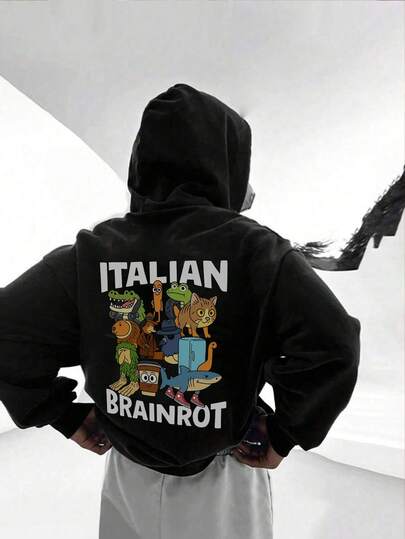 1pc Tween Boy Casual Printed Pullover Hoodie Sweatshirt, Thermal Lined, Long Sleeve, Autumn/Winter