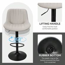 Hawsaiy Adjustable Bar Stools Set Of 2, Swivel Counter Height Bar Chairs With Back, Modern Technical Fabric Barstools Kitchen Island Home, Light Gray