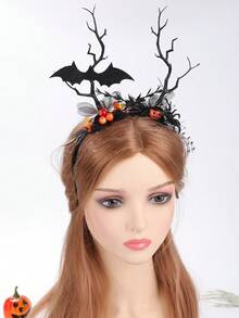 1 件哥特式玫瑰骷髅万圣节派对头带，深色美学骷髅头发带，ABS 塑料哥特式角色扮演头饰，适合女性
