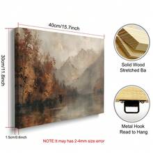 1pc Framed/Unframed Vintage Fall Mountain Forest Rustic Wall Art Poster Canvas Print Minimalist Abstract Autumn Landscape Farmhouse Decor Retro Painting For Aprtment,Living Room,Bedroom,Modern Home Decoration