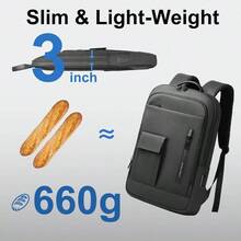 Business Backpack Men, 15.6 Inch Slim Lightweight Laptop Backpack With USB Charging Port, - Resistant Anti - Theft Small Travel Computer Backpacks, Work Bag Mochilas Commute College - Black - 15,6 inch + Đen - Xem 2