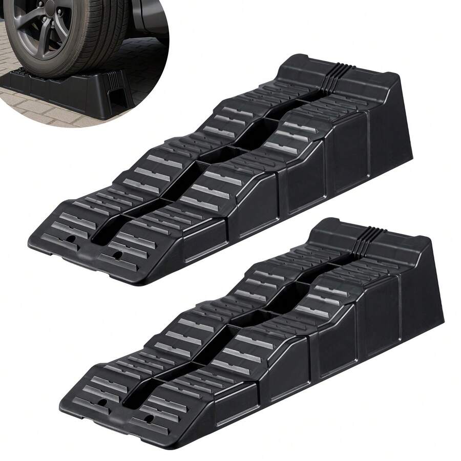 Capacity Kerb Ramp – 2.5 Ton 3-Step Ramps For Motorhome, Campervan & Trailer Levelling - 黑色 - 查看 1