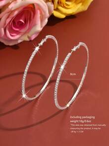 Hoa tai vòng bạc đính đá thời trang, 10cm/9cm/8cm - Bông tai bạc 885 cỡ lớn - Xem 12