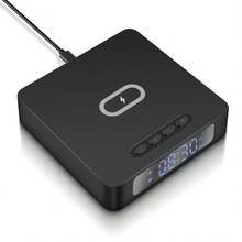 Multifunction Wireless Charger With Alarm Clock And Time Display. Desktop Charging Station Is Suitable For Home, Office, 15W Mobile Phone Charging Station Compatible With Iphone  Compatible With Samsung - Black - View 6