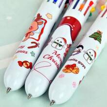 Christmas Snowman Cute Winter Cute Creatures With Christmas Elements Press Ten Color Ballpoint Pen Cartoon Account Pen Winter New Year Gift Christmas Gift, New Year Gift [Color Pattern Random]