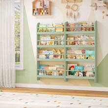 Furchen Bibliothèque pour Enfants,Bibliothèque Montessori pour Enfants avec 4 étagères, Bibliothèque murale pour chambres et salles de jeux, blanc 57x12x111,5cm - Vert - Voir 2