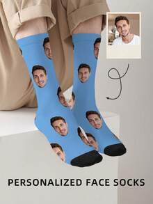 1 Pair Customized Face Socks, Personalized Photo Printed Socks, Customized Graphic Socks, Funny Personalized Face Socks, Can Print Any Face On Socks, Anniversary Gift, Valentine's Day Gift, Birthday Gift, Wedding Gift, Mother's Day Gift, Father's Day Gift, Gift For Best Friend - Multicolor - View 9
