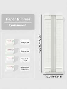 Taglierina multifunzionale 4 in 1 a colori macaron: taglio preciso diritto/curvo/perforato/con goffratura, scorrimento bilaterale con scala graduata, adatta per journaling, craft, organizzazione documenti, articoli di cartoleria best seller. Infonde il taglio della carta con praticità professionale e tocco artistico, crea uno spazio di lavoro efficiente e creativo. Design portatile a colori macaron adatto alle donne.