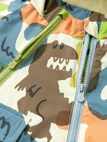 mini bala Boys Soft Faux Leather Hoodie Windproof Soft Cozy Stylish Outdoor Top - Flower Green Tone - View 7