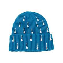 Knit Rhinestone Embellished Hat For Women, Winter Warm Beanies Cap For Outdoor Shopping, Dating, Ski - 藍色 - 查看 6