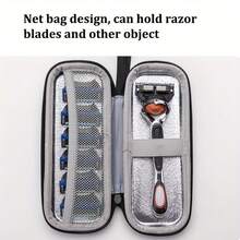 1pc, Shaver Case, Travel Multifunctional Portable Handbag, Universal Retro Style Shaver Storage Box - 灰色 - 查看 1