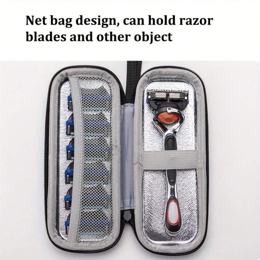 1pc, Shaver Case, Travel Multifunctional Portable Handbag, Universal Retro Style Shaver Storage Box - 灰色 - 查看 1