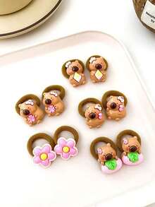 10/20PCS Children's Kapibala Small Rubber Band Girl's Hair Accessory Thumb Loop Hair Rope Does Not Hurt The Hair High Elastic Hair Rope - Multicolor - View 5