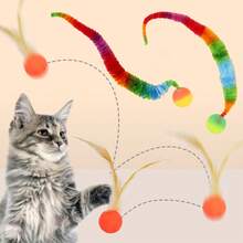 8pcs/5pcs/1pc Caterpillar Shaped Elastic Ball Cat Toys - Interactive Indoor Cat Toy Ball, Durable Polyester Pet Toys (Random Color)