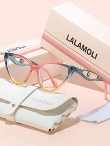 LALAMOLI LALAMOLI Katzenauge Vollrahmen Klarglas, Perlenverzierung an den Bügeln, geeignet für den täglichen Gebrauch und als Geschenk