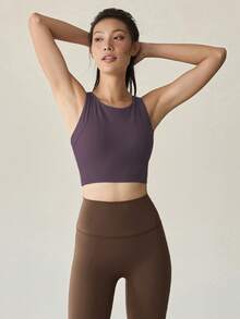 运动文胸 - 固定减震瑜伽背心，女士跑步训练健身文胸（春季款） - 紫色 - 查看 4