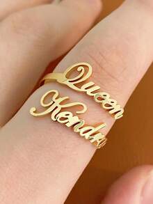 Custom 2-4 Names Rings For Women Men Gold Plated Personalized Stainless Steel Ring Unisex Double Names Customized Jewelry Best Friends Couple Party Birthday Christmas Gifts