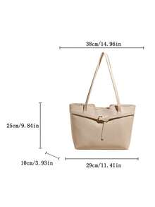 Women's Large Capacity Tote Bag, Suitable For Daily Commute, Autumn/Winter - Beige - View 9