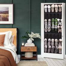 Organizador de zapatos Colgado Sobre La Puerta,Organizador Colgante para Guardar Zapatos,40 Bolsillos Grandes Zapatera Colgante,para Guardar Zapatos,Ropa,Artículos de Aseo y Juguetes (Nnegro) - Negro - Ver 10
