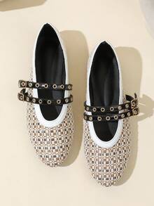 Bestseller de Verão Sapatos Femininos Tipo Mary Jane com Tira e Fivela, Bico Redondo, Planos, Outono