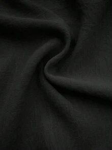 女士时尚休闲蕾丝拼布纽扣衬衫 - 黑色 - 查看 4