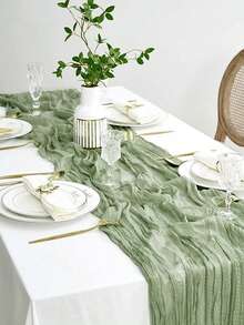 10条鼠尾草绿纱布桌旗，适合森林主题婴儿派对、新娘婚礼装饰、乡村风纱布桌旗，可用作派对、初领圣体、订婚和其他场合的中心装饰。 - 彩色 - 查看 5