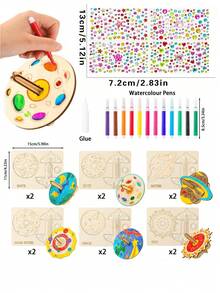 6/12 件木制工艺品套装、用于绘画和工艺品的陀螺木制工艺品套装、未完成的木制工艺品套装、DIY 可涂漆陀螺、无需电力、适用于圣诞节、万圣节和感恩节活动的创意艺术和工艺品套件 - 彩色 - 查看 4