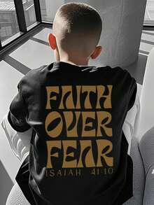 Tween Boy Slogan Graphic Fall Long Sleeve T-Shirt - Black - View 3