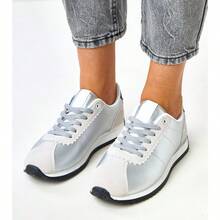 Tênis de lona branca com palmilha preta Mydland - Prata - Ver 5