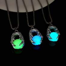 1/3 Piece Luminous Dragon Claw Pendant Necklace - 201 Stainless Steel Chain - Halloween/Christmas/Valentine's Day Gift - Unique Luminous Anime Accessories - Cool Couple Gift (Unisex) Youth Style - 藍光 - 查看 3