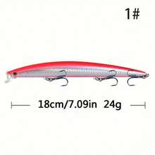 1个7.09英寸/0.85盎司米诺鱼形硬饵，仿生拟饵，带3D眼睛和强力鱼钩，适合海钓 - 彩色 - 查看 13