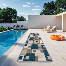 Machine Washable Runner Rugs Non Slip Non Shedding Carpet Area Rugs With TPR Rubber Backing, Low Pile Rugs For Indoor Bedroom Bathroom Living Room Aisle Hallway Balcony Entryway,Foldable Washable Non-Shedding Rug,Influencer Carpet - 藍色 - 查看 18