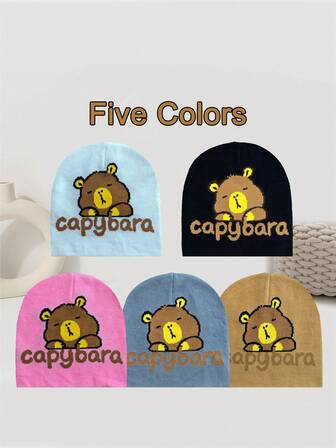 1pc"CAPYBARA" Y2K Hip Hop Beanie Cap Unisex Y2K Fashion Cold Knit Hat Outdoor Warm Thermal Hat For Men & Women Wear