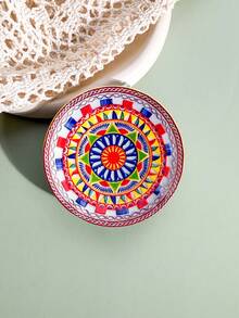 1pc Vintage Bohemian Symmetrical Floral Pattern Embossed Gold Foil Ceramic-Look Refrigerator Magnet, Home Decor, Photo Memo Board, Storage, Birthday Gift