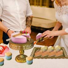 Gold Cake Stand Set 5 Pcs Metal Round Cupcak Stand Cookies Dessert Display Plate Serving Tower Tray Platter With Handle For Baby Shower Wedding Birthday Party Celebration Gold 5 Size - Vàng - Xem 4