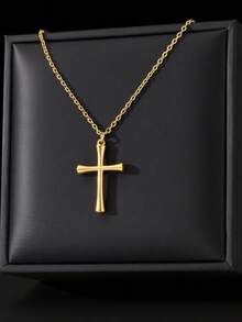 Jesus Cross Necklace For Men Vintage 18K Gold Plated Stainless Steel Necklaces Vintage Goth European & American Fashion Men's Jewelry Accessory Daily Party Wear Birthday Christmas Gifts