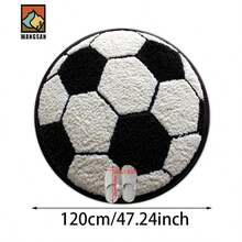 1pc/10pcs 2D Football Bathroom Anti-Slip Mat, Flannel Material, Round Floor Mat, Plush Decoration, Suitable For Bathroom, Door, Kitchen, Living Room And Other Occasions, Machine Washable, Non-Slip, Christmas Decoration, Gift Choice