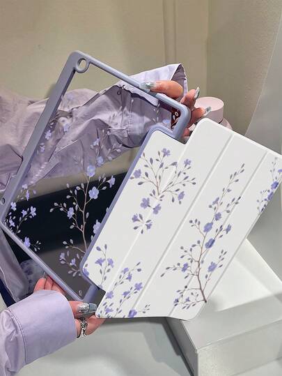 This Beautiful And Cute Cartoon Purple Flower And Grass Double-Sided Painted Acrylic Transparent Crystal Back Cover Is Shockproof And Suitable For IPad 7th Generation, 8th Generation (10.2 Inches), And 10th Generation. It Has A Built-In Pen Slot And Supports Sleep And Wake-Up Functions/Multiple Folding Stand Methods. These Are All Wonderful Halloween And New Year Gifts