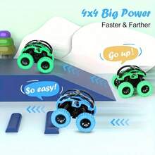2 Pack Car Toys For 3 4 5 6 Year Old Boy Girl, Push And Go Cars Toys For Toddler Age 3-6, Monster Trucks Friction Vehicles Toy, 360° Rotating Stunt Car Toy For Kids Christmas Birthday Gifts - Multicolor - View 8