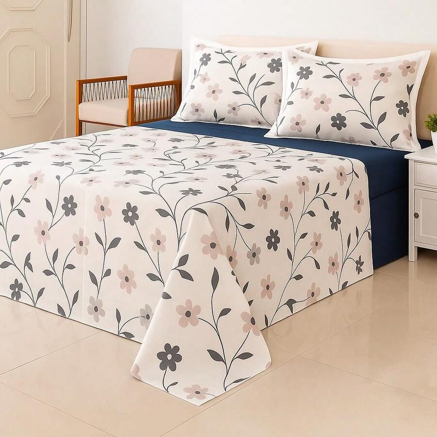 King Size 4-Piece Micropercal 300 Thread Count Bed Sheet Set - Azul Cadete - Ver 1