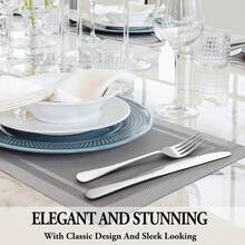 48 Pcs Silverware Set With Steak Knives Service For 8,Stainless Steel Flatware Set,Mirror Polished Cutlery Utensil Set,Home Kitchen Eating Tableware Set,Include Fork Knife Spoon Set,Dishwasher .