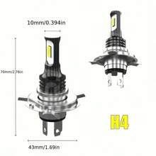 2pcs 9003/H4/HB2 LED Headlight Bulb Kit, 100W 7000LM Super Bright White High/Low Beam 6000K 12-24V