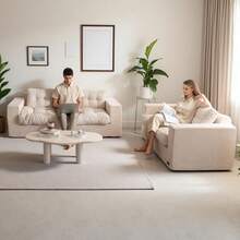 MAXYOYO Convertible Sofa Bed,Pull-Out Three-Seat Sofa Bed,Two-In-One Folding Sofa Bed,Filled With High-Density Foam,Folding Floor Sofa With Pillows,Suitable For Living Room,Bedroom,Study - 米色 - 查看 10