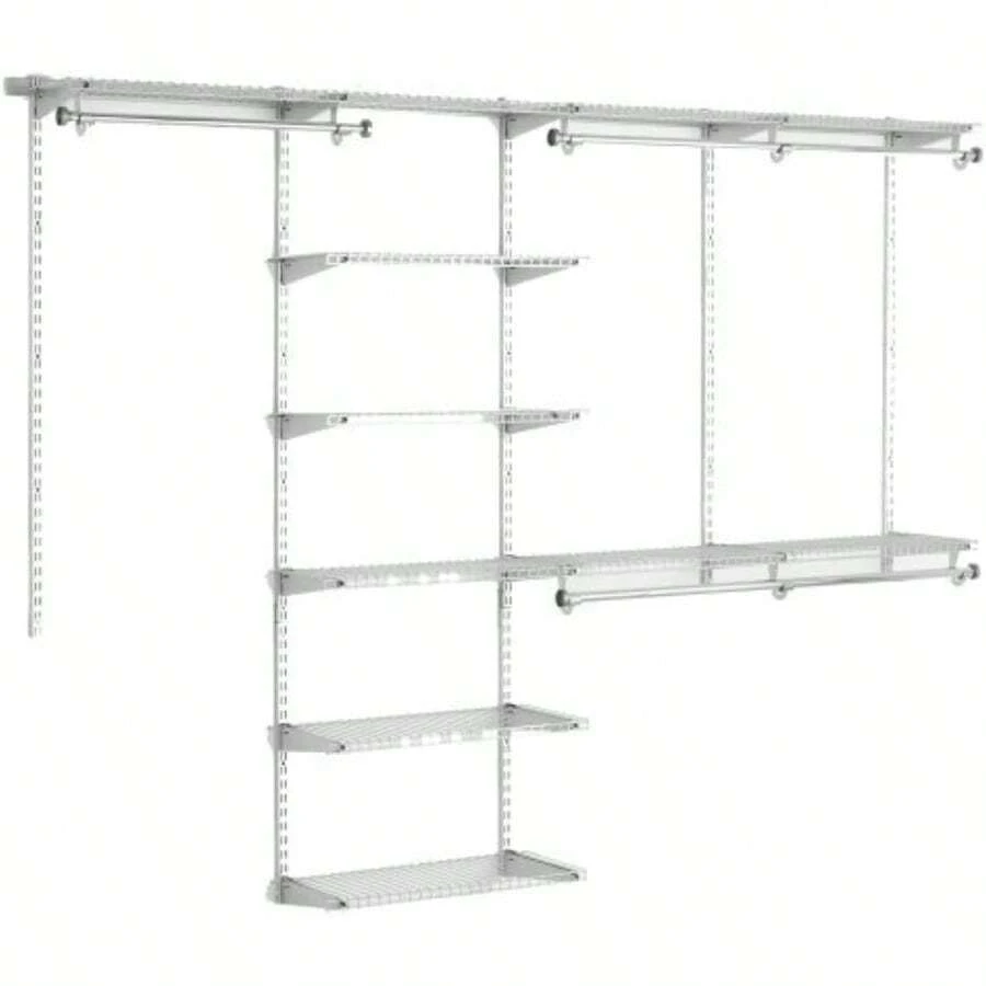 Configurations Deluxe Custom Closet Kit 48 Ft. Adjustable Metal Wire Shelving Titanium Finish Expandable Organization System Hardware Included For Home Closet Pantry Laundry Mudroom