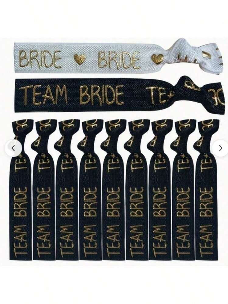 11 件新娘头带和单身派对礼品腕带手镯适用于新娘和团队新娘无折痕丝带松紧带无痕马尾辫头带发带适用于单身女郎礼物伴娘礼物婚礼订婚派对新娘送礼会 - 黑與白 - 查看 5