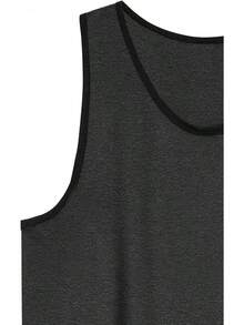 playera de tirantes para hombre, básica, casual, deportiva, para entrenamiento, gimnasio - Encuadernación en contraste negro carbón - Ver 5