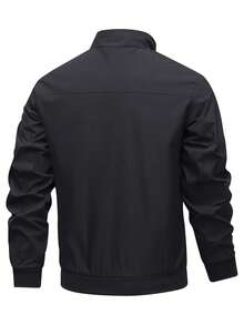 保暖内衬夹克，时尚、保暖、休闲，适合男士秋冬季日常及户外运动穿着，黑色 - 黑色 - 查看 2