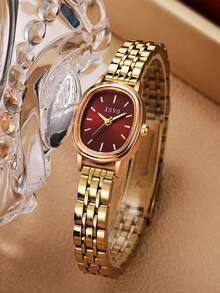 1pc/Set No Gift Box Simple Women's Square Quartz Watch, Steel Strap, Suitable For Daily Wear, Birthday, Anniversary, Halloween, Promotion And Other Holidays