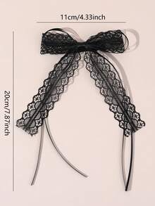 2 件白色和黑色薄纱蝴蝶结发夹，蕾丝压缩夹蝴蝶结发夹，适合女孩青少年礼物婚礼派对的甜美发饰 - 彩色 - 查看 5